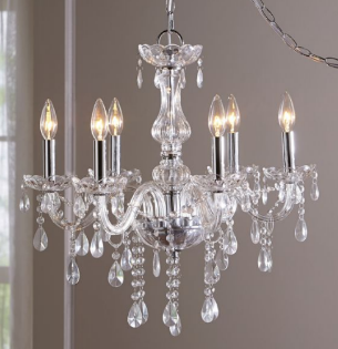 lot 243 image: Silver Crystal Pendant Lamp open bo...