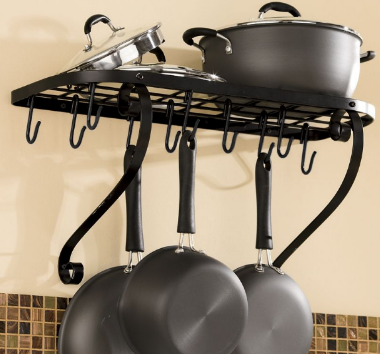 lot 245 image: Wall Mount Bookshelf Pot Rack open ...