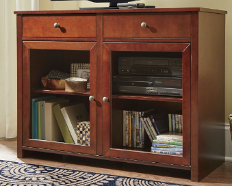 lot 279 image: Glass Door Media Stand open box Ret...