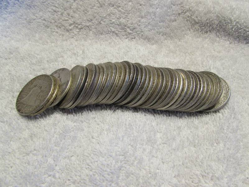 $20 of Franklin Half Dollar Coins, 90% Silver, varied dates