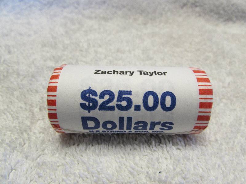 Full, $25 unopened Roll of Zachary Taylor Presidential Dollar Coins