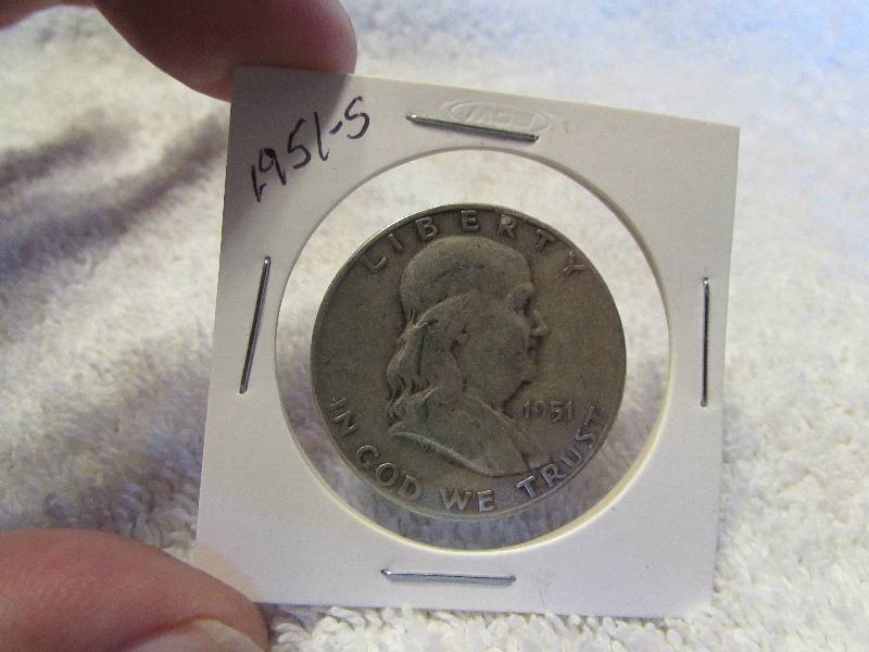 1951 S Franklin Half Dollar Coin, 90% Silver