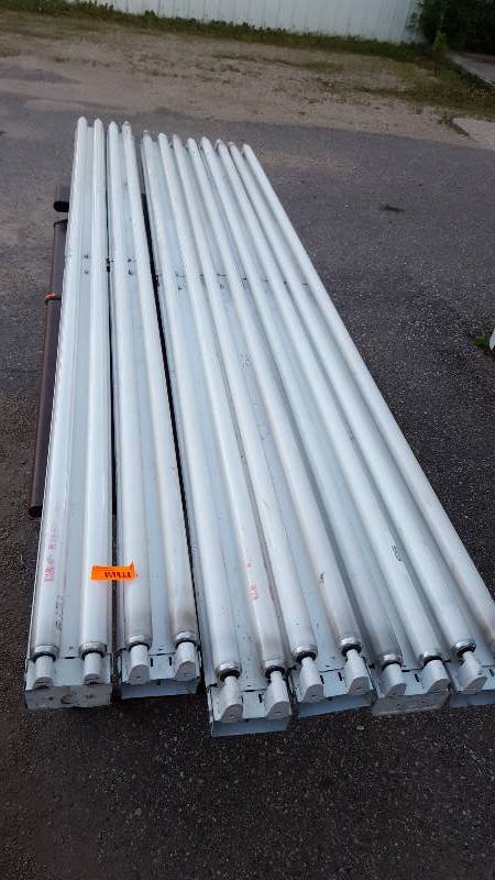 Lot of six (6) 8 foot lenth fluorescent light fixtures