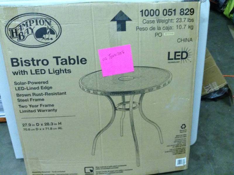 Hampton Bay Bistro Table with LED Lights missing hardware