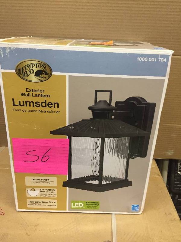 Hampton Bay Lumsden Outdoor Black LED Motion Sensor Wall Mount Lantern