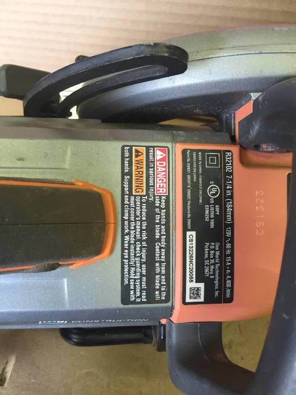 Ridgid R32102 7 14 in Circular Saw used tested works