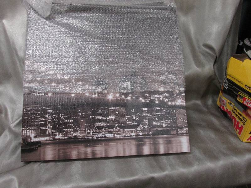 lot 4 image: 3-Piece Lighted Black & White Citys...