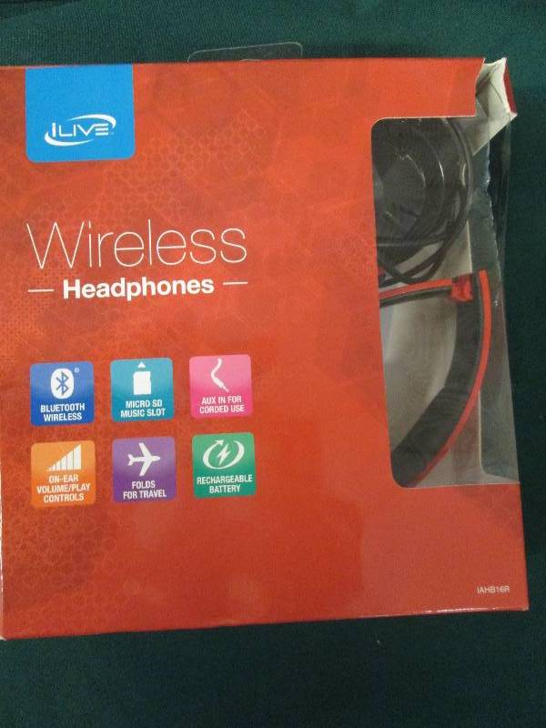 lot 212 image: ILIVE Wireless Headphones   Red and...