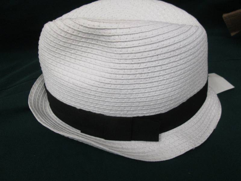 lot 221 image: White Fidora Hat with Black Ribbon...