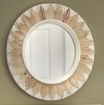 lot 65 image: Weathered Sunburst Wall Mirror open...