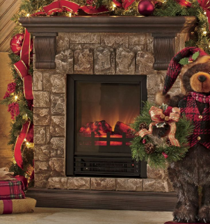 lot 80 image: Faux Stone Fireplace open box , dam...