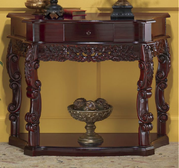 lot 129 image: Carved Curved Table open box, no ha...