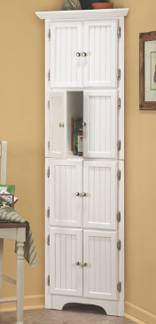 lot 12 image: 8-Door Corner Cabinet White open bo...