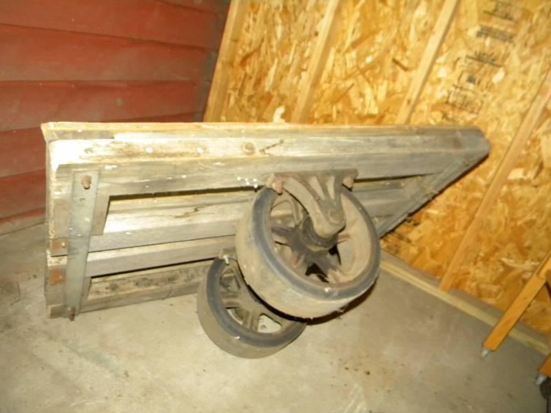 Two Wheel Cart with HUGE VINTAGE BEAUTIFUL CASTERS
