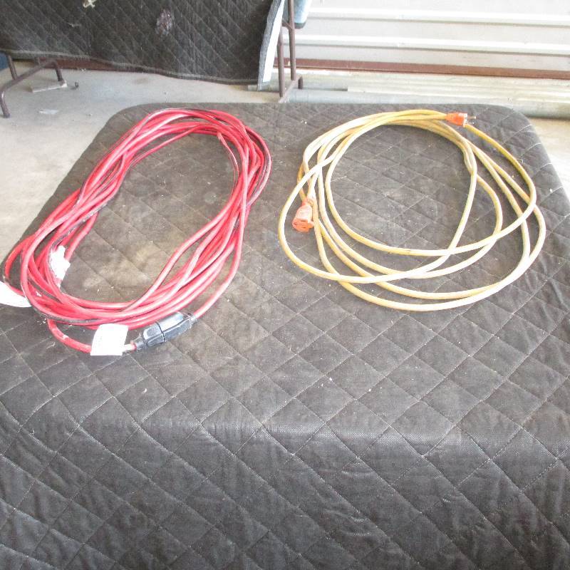 NEW 50FT. INDOOROUTDOOR RED ELECTIC CORD AND ONE YELLOW ELECTRIC CORD