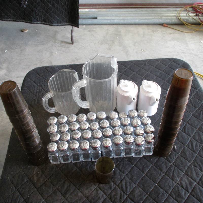 40 SALT PEPPER SHAKER 2 PITCHERS 2 TEA POT 21 GLASSES