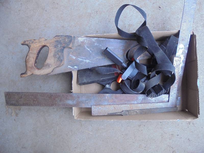 Lot - Squares, Clamps, Saw