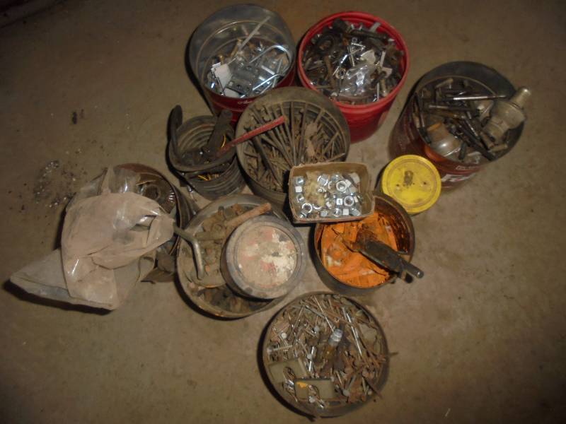 Lot - Cans wHardware, Nuts, Bolts, etc