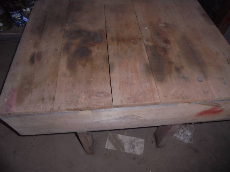Wood Top Work Table on Handmade Metal Base