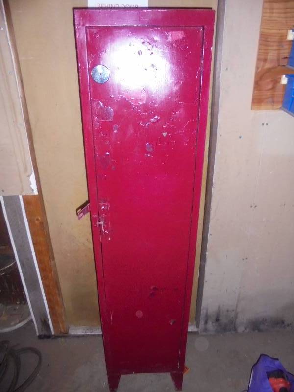 Vintage Red Metal Locker wContent