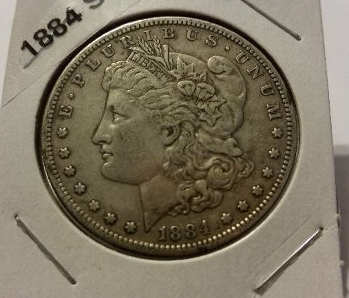 1884-S Morgan Silver Dollar with BrownGolden Toning