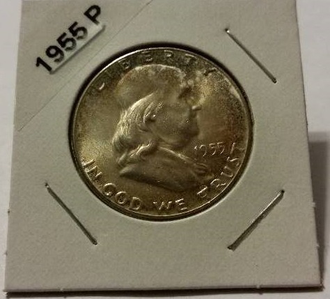 1955-P Franklin Half Dollar in BU Condition with Obverse Toning