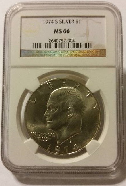 NGC Certified 1974-S Eisenhower Silver Dollar in MS66 Condition
