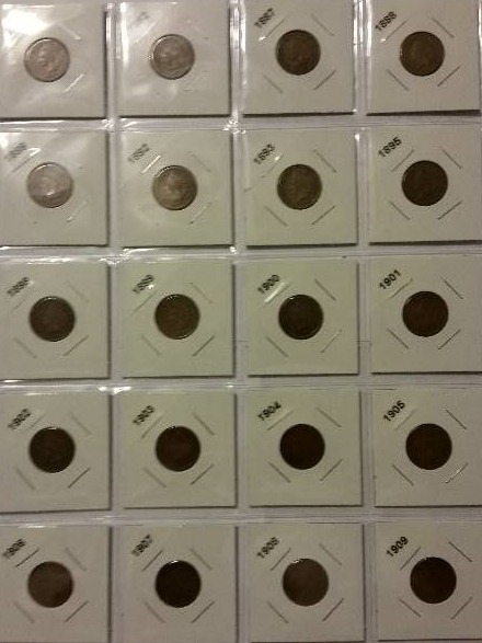 Lot of 20 Indian Head Pennies - Different Dates in F-VF Condition