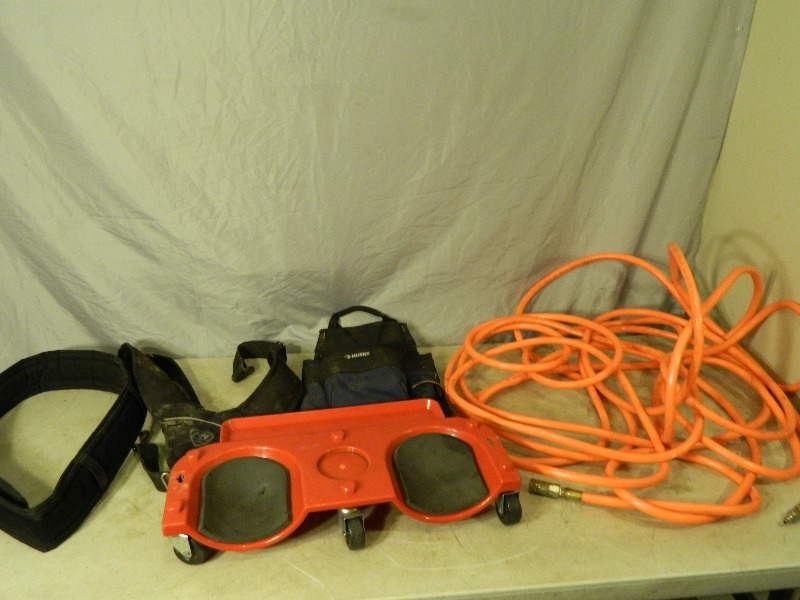 lot 55 image: Air Hose, Toolbelt, and Creeper