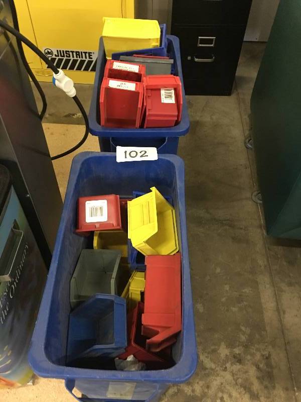Lot of plastic parts bins