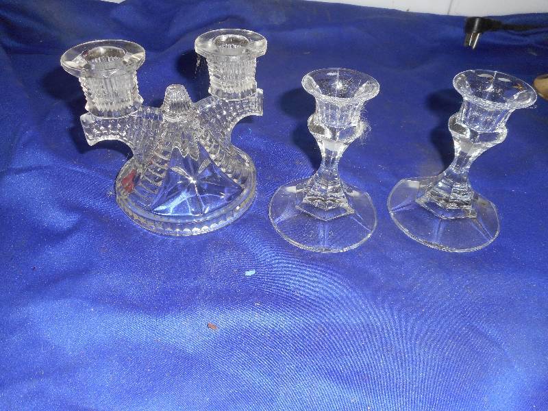 lot 37 image: SET OF 2 CRYSTAL CANDLE HOLDERS
