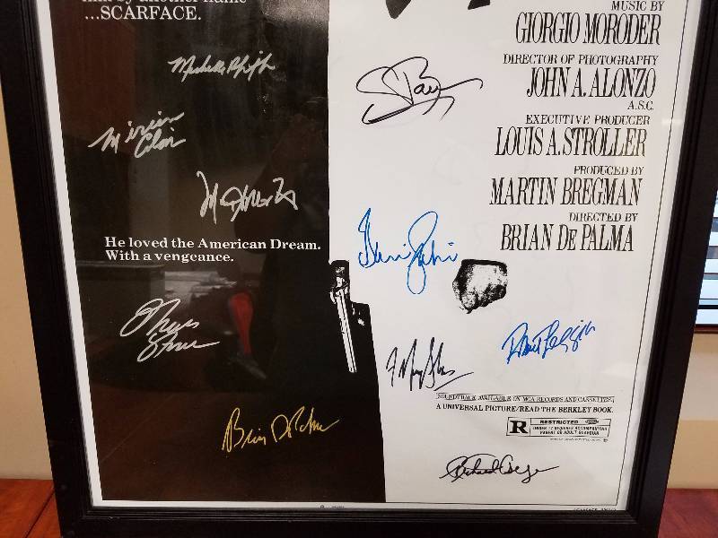 lot 25 image: Original Scar face Al Pacino Movie Poster w Autograph