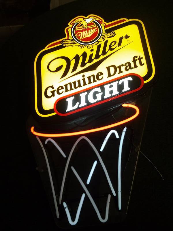 Lighted Neon Miller Genuine Draft Basketball Light 34x22