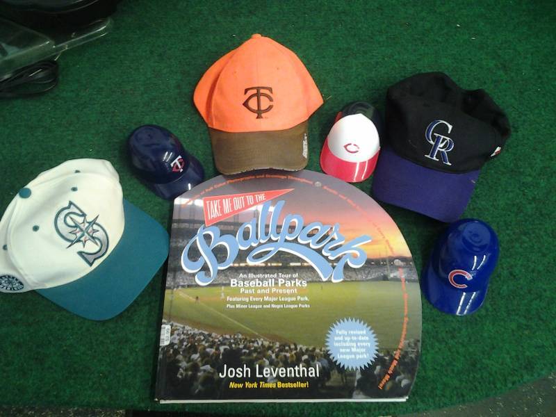 Ball Park Coffee Table Picture Book, 3-Baseball Caps, 3-Souvenir Ball Caps