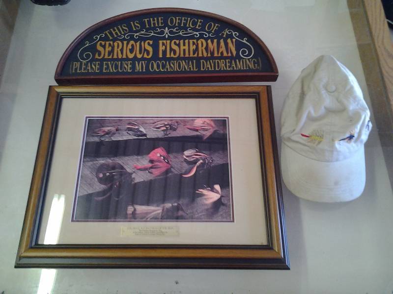 Framed Picture -Colorful Fly Patterns Of The 1800s-(19x15), Fishing Sign, Fish Fly Cap