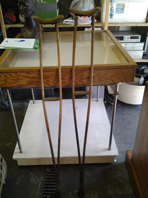 Pair Of Vintage Wood Crutches