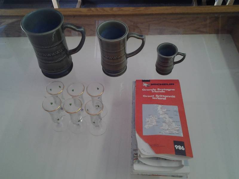 3-Steins (Made In Ireland), 6-Glass Cordials With Shamrocks, Map Of Ireland