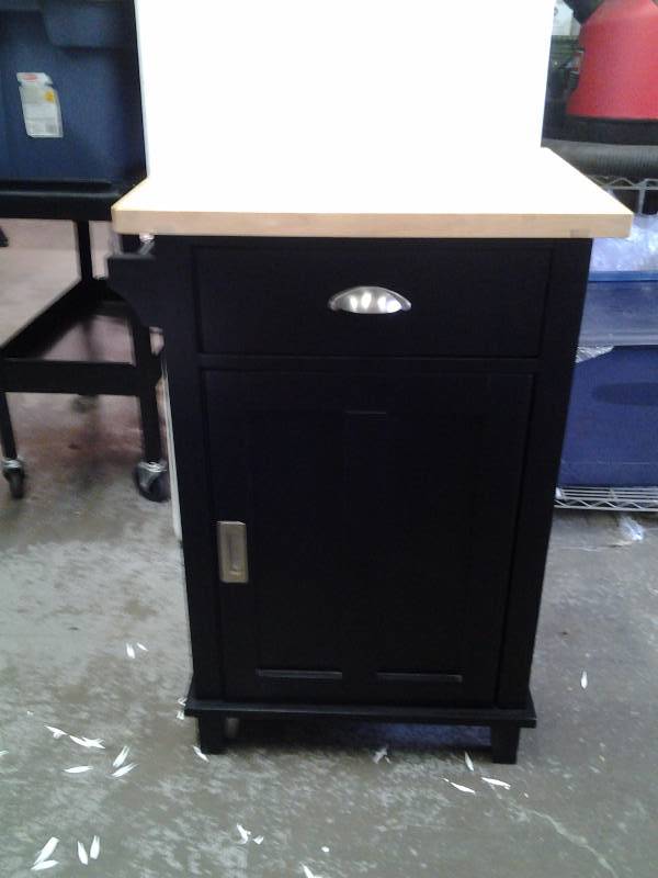 Crate & Barrel Black Butcher Block Island Cabinet 24x21x36