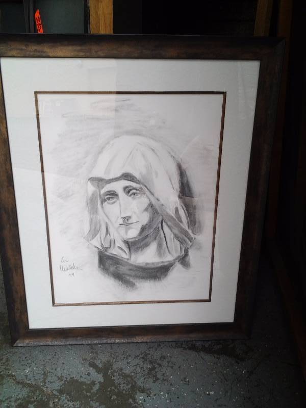 Custom Framed 25x29 Signed Original Charcoal