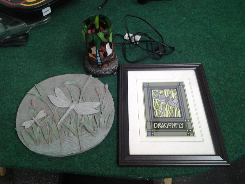 Dragonfly Stepping Stone, Dragonfly Lamp & Dragonfly Framed Picture