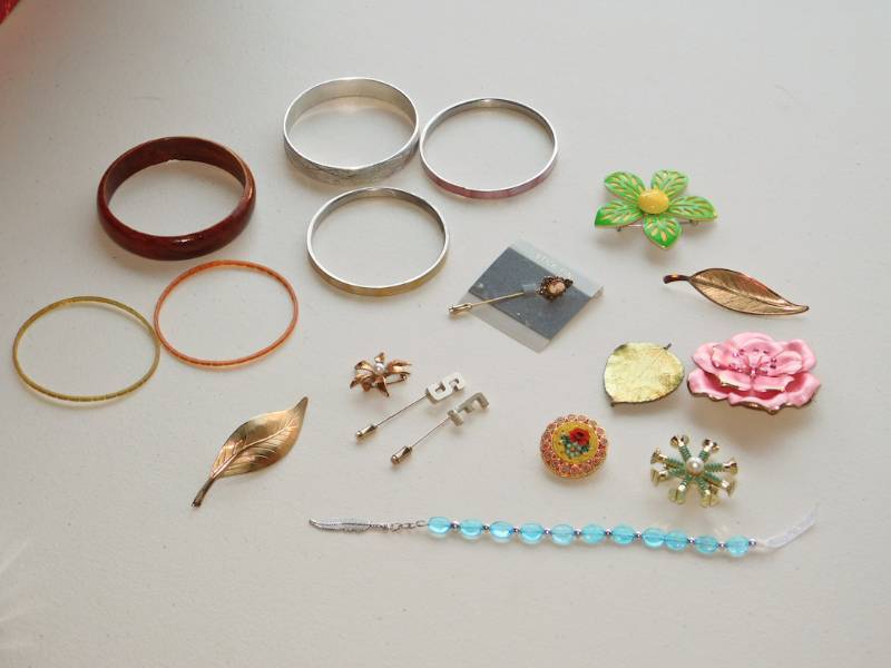 brooches pins and bracelet