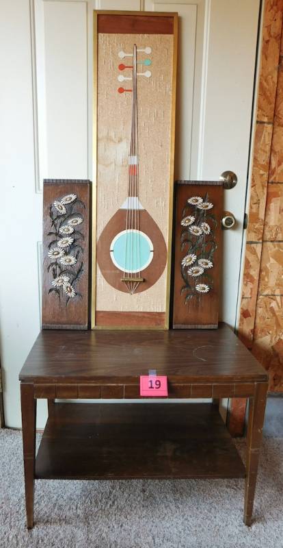 end table and wall art