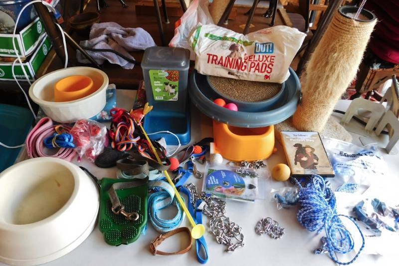 large lot of pet items