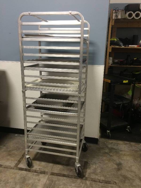 lot 57 image: NSF Aluminum Pan Rack on Caster Wheels