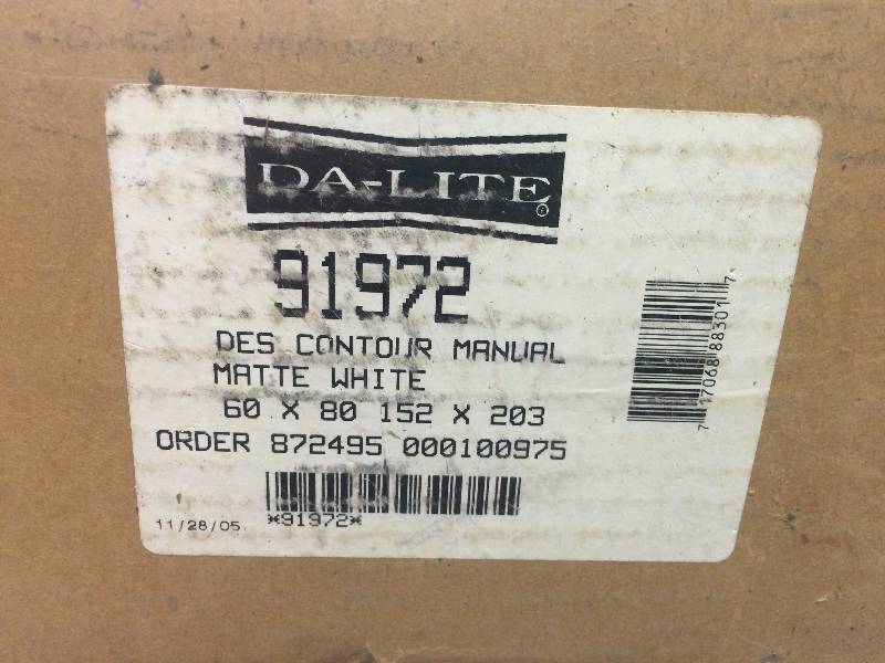 lot 90 image: Da-Lite Designer Contour Manual Screen with CSR (Controlled Screen Return) - 60 x 80 - 100 Diagonal - Video Format (43 Aspect) - Matte White