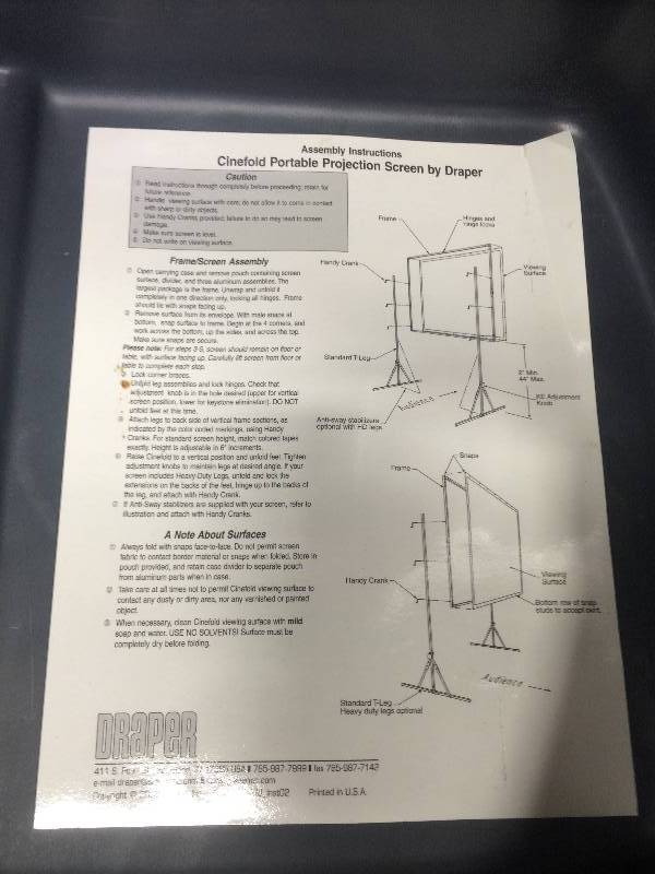 lot 88 image: Draper Projection Screen 6 x 8 MW Cinefold Surface Screen Only - Without Stand