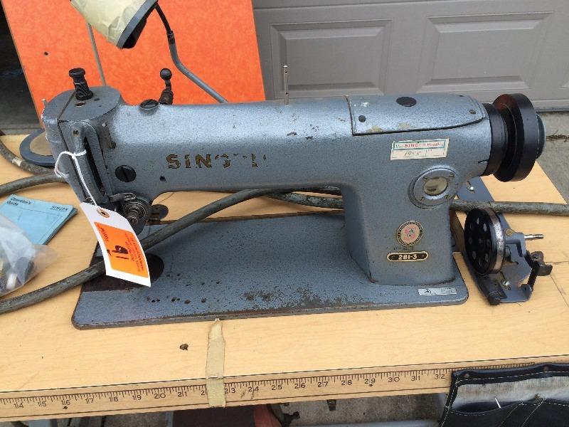 lot 91 image: Commercial Sewing Machine, Cabinet and accessories - works