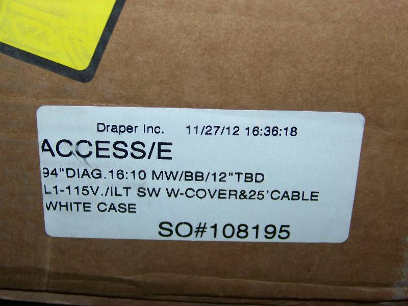 lot 34 image: Draper, ACCESSE, Electric Projection  Movie Screen with ControlSwitch - BRAND NEW