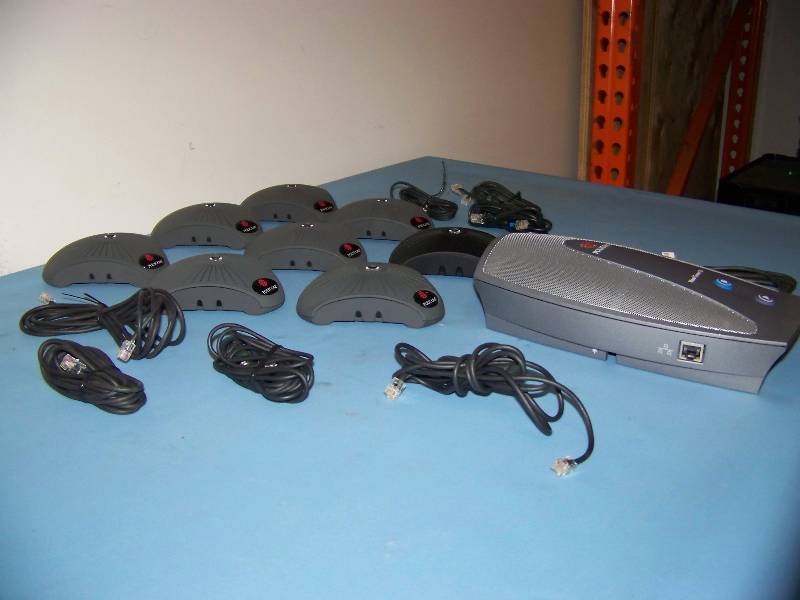 lot 65 image: (8) Polycom, External Microphones  Mics  Mic Pods and (1) Polycom, Visual Concert VSX