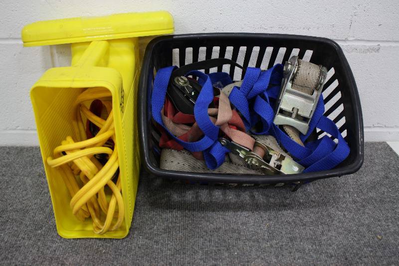 lot 128 image: Jumper Cables & Ratchet Straps